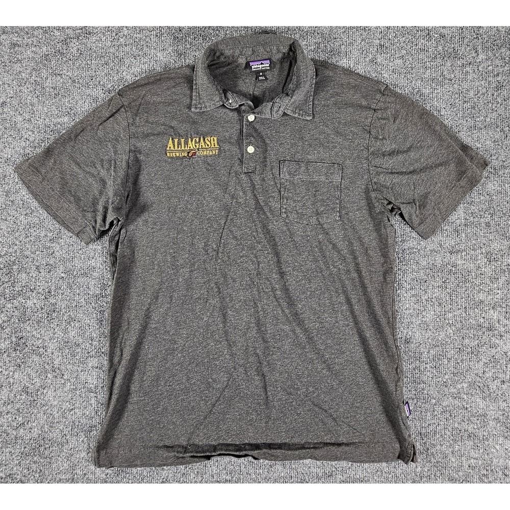 Patagonia Shirt Mens Medium Gray Allagash Brewing Company Polo Organic Cotton